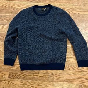 Navy Blue Jacquard Cashmere Sweater